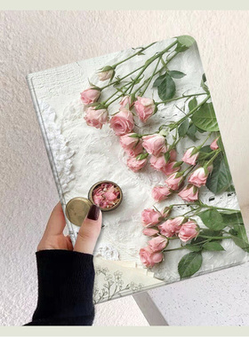 花瓣玫瑰适用苹果平板ipad保护套air5/4/3第九代mini6带笔槽2021电脑pro11英寸17/18高级感9书本硅胶透明轻薄