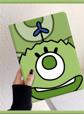 绿色大眼仔适用ipad5/6苹果9.7寸防摔mini6保护套air3卡通pro11可爱10.2平板壳7/8air5三折气囊带笔槽第九代
