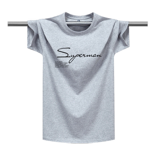 夏季男士短袖t恤纯棉宽松运动休闲汗衫胖子半袖加大码男装上衣服