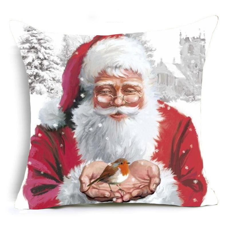 跨境圣诞老人抱枕套节日家居沙发靠枕靠套