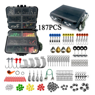 187件配件套装盒路亚饵曲柄钩太空豆勺诱饵分环垂钓渔具户外批发