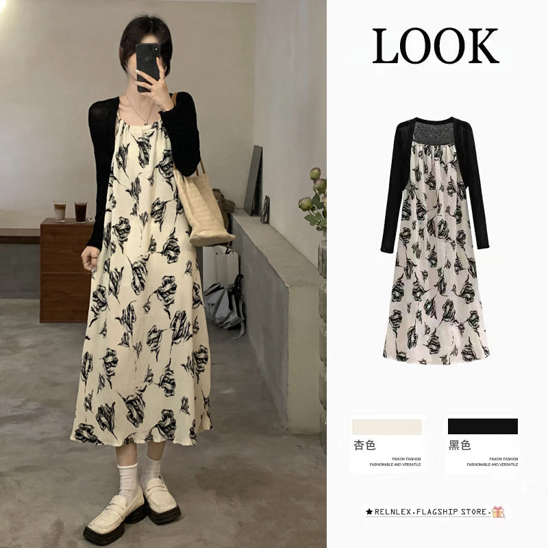 哺乳衣外出辣妈款时尚法式显瘦吊带孕妇哺乳连衣裙套装产后喂奶衣