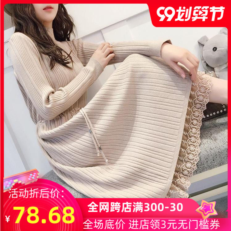 哺乳装外出时尚春秋冬新款宽松蕾丝哺乳连衣裙辣妈产后喂奶春装