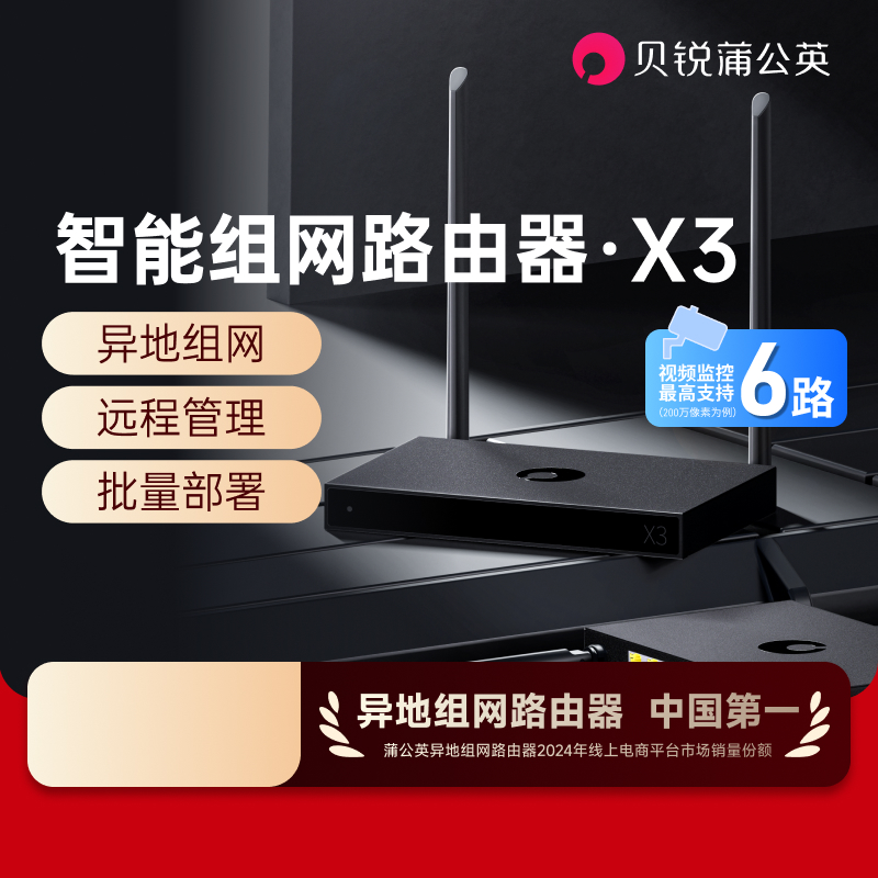 蒲公英X3组网企业路由器视频监控