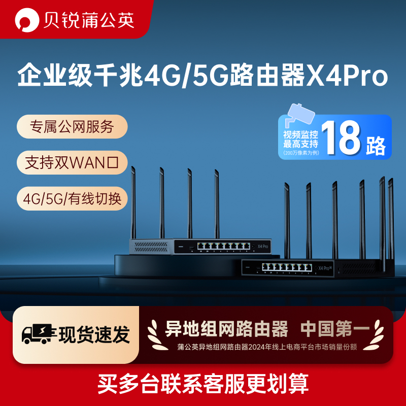 蒲公英千兆8网口组网路由器X4Pro