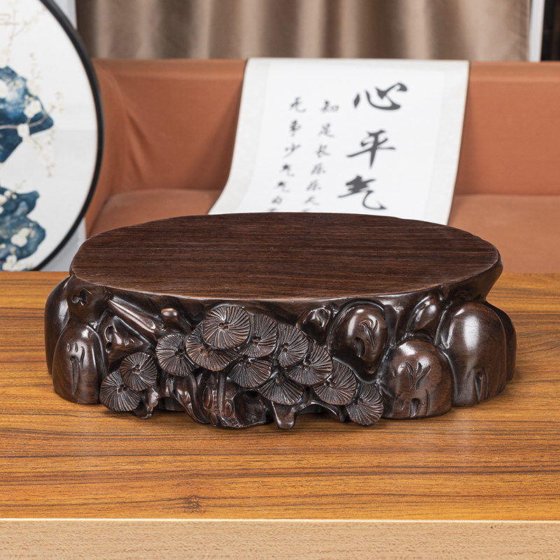 黑檀木实木根雕底座可挖槽图片