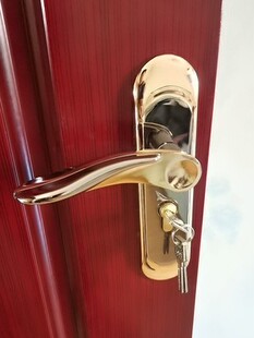 实木门锁老式 门把手小50锁黑色门锁家用静音黑色简约卧室房门锁