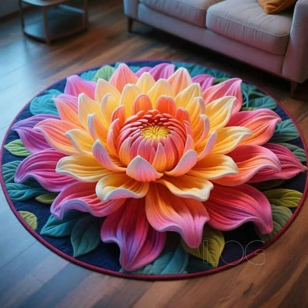 3D立体莲花水晶绒地毯客厅装饰沙发毯书房转椅吊篮地垫卧室床边毯