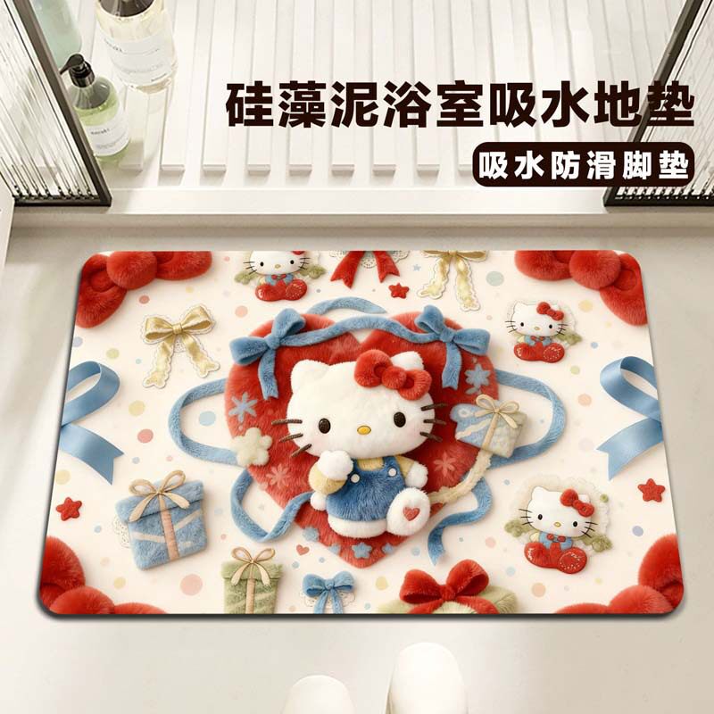 卫生间吸水防滑垫卡通易打理耐磨硅藻泥地垫厕所浴室地垫厂家直供