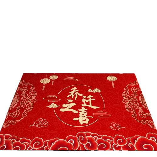 硅藻泥地垫中式喜庆红色入户门地垫耐脏易打理脚垫玄关速干防滑垫
