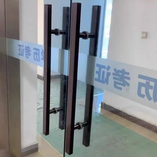 大木门金色推拉把手方管不锈钢玫瑰无框简约无指纹黑钛玻璃门