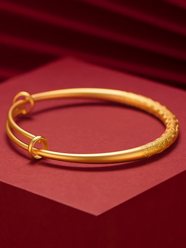 Бутик Сянген Золотой браслет 999 Сплошной браслет благоприятный Ruyi Wufu Six Mantra Push Shajin Bracelet