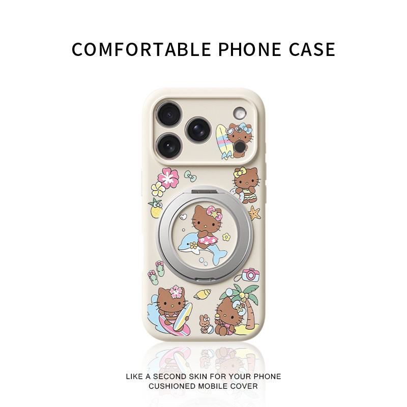 海豚黑皮猫咪适用苹果17promax手机壳新款iphone16pro镜头全包15液态硅胶软壳防摔保护套360&deg;旋转支点壳女14