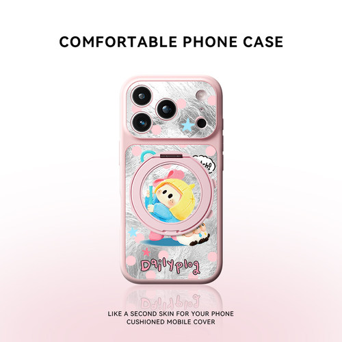 波点yoyo酱适用苹果18promax手机壳新款iPhone17pro磁吸带支架16pm可爱女款15相机按键14镜头全包防摔保护套