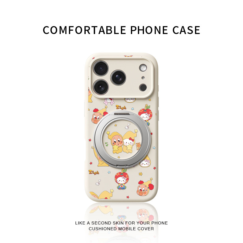 星星人Kitty适用苹果17promax手机壳新款iphone16pro镜头全包15液态硅胶软壳防摔保护套360°旋转支点壳女14