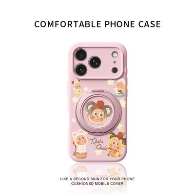 Q萌考拉星星人适用苹果17promax手机壳新款iphone16pro女款15卡通14好看防摔液态硅胶软壳360旋转支架保护套