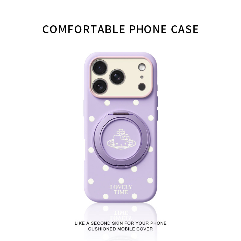 韩系白色波点kitty适用苹果17promax手机壳新款iphone16pro镜头全包15液态硅胶14防摔360旋转磁吸支点壳女13