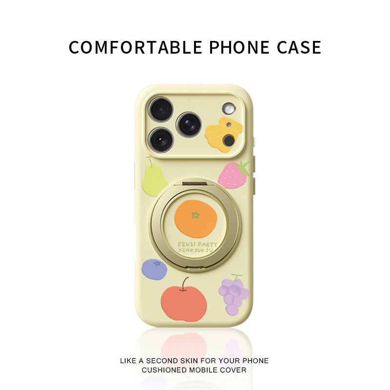 彩色水果适用苹果17promax手机壳新款iphone16pro镜头全包15液态硅胶软壳防摔保护套360°旋转磁吸支点壳女14