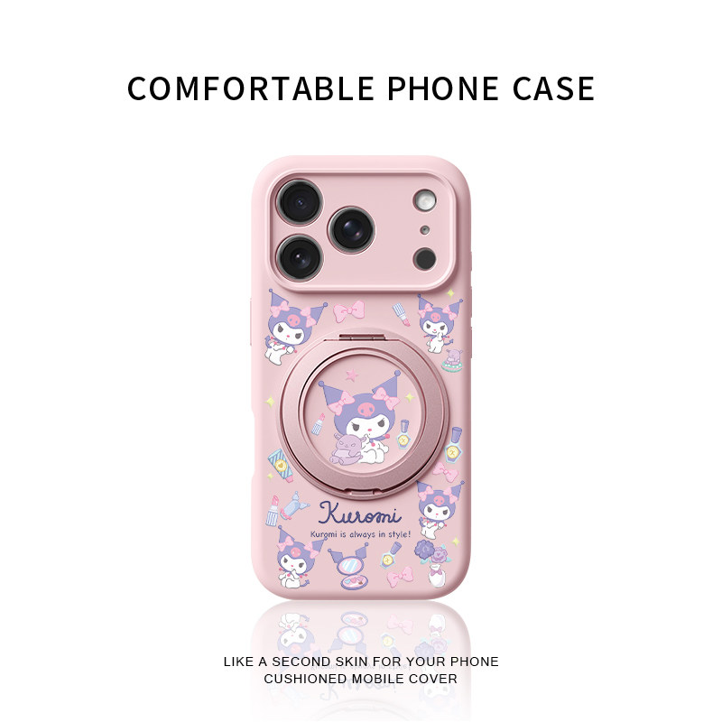 可爱库洛米适用苹果17promax手机壳新款iphone16pro镜头全包15液态硅胶软壳防摔保护套360°旋转磁吸支点壳女