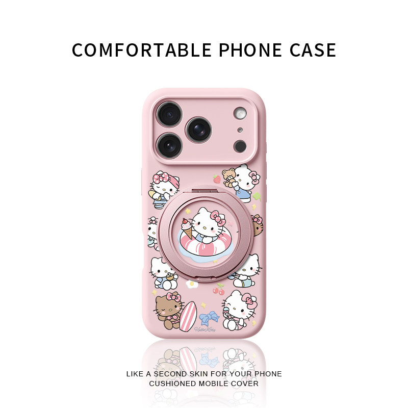 泳圈Kitty适用苹果17promax手机壳新款iphone16pro镜头全包15液态硅胶软壳巨好看女防摔保护套360旋转支点壳
