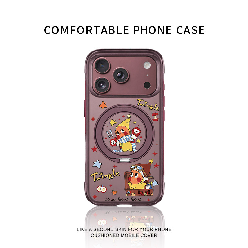 围巾星星人勃艮第酒红支点壳适用苹果18promax手机壳新款iPhone17proamx防摔16pro高级15pm拍照键磁吸支架女