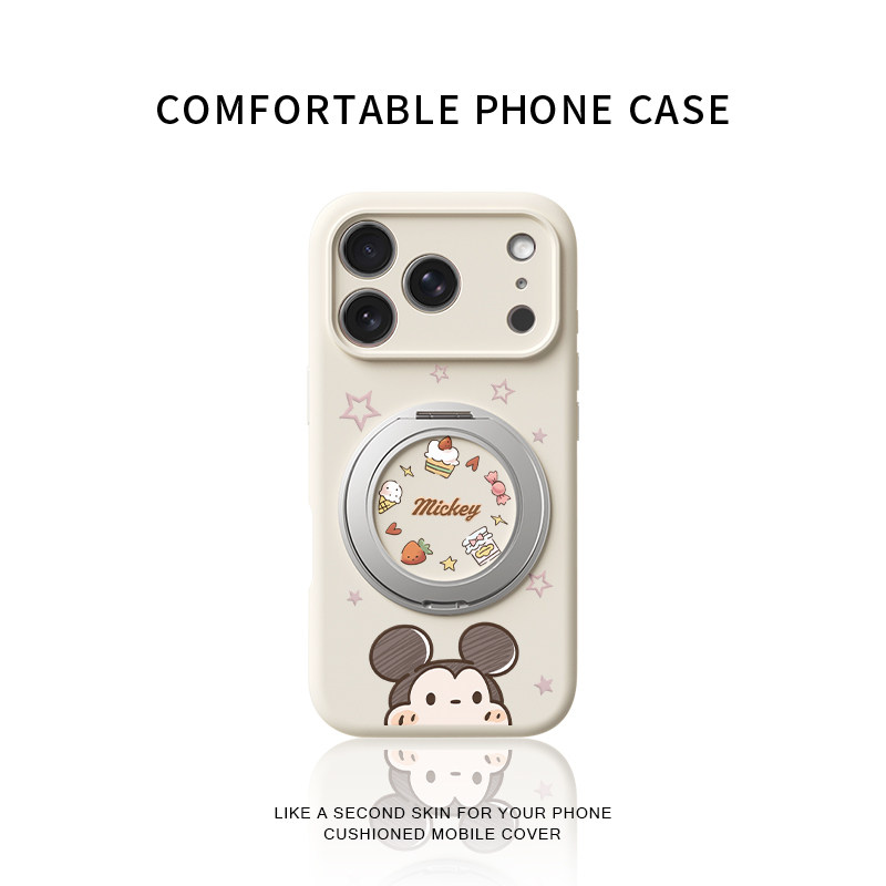 糖果米奇适用苹果17promax手机壳新款iphone16pro女款15卡通14镜头全包13防摔液态硅胶软壳360旋转支架保护套
