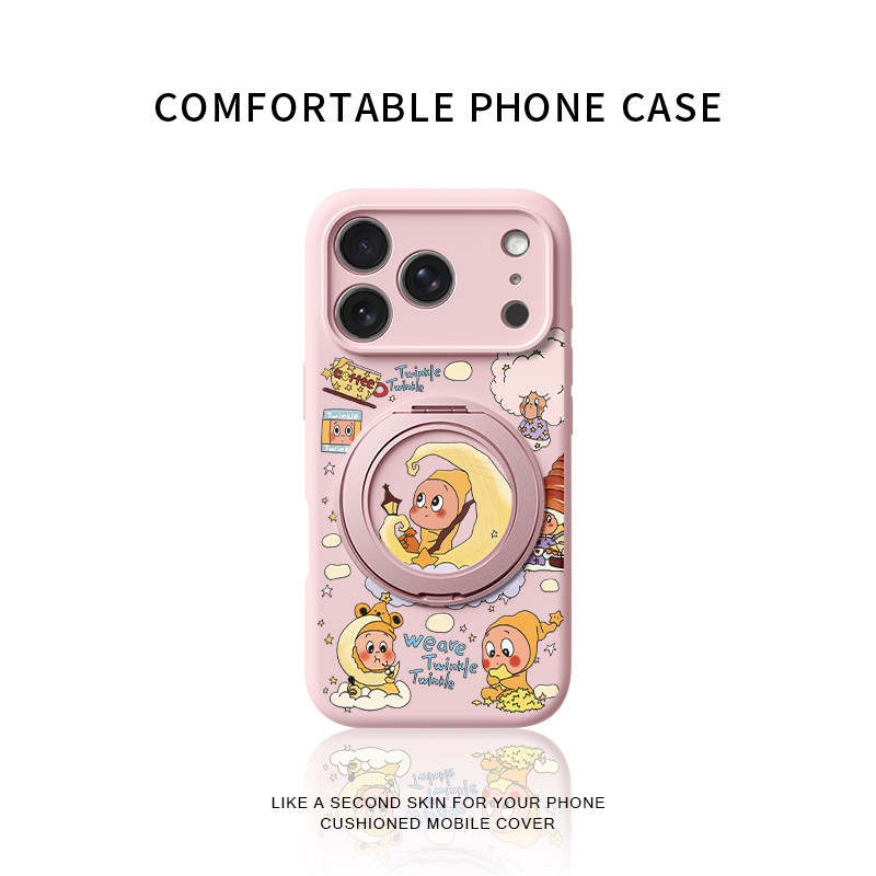 月亮小船星星人适用苹果17promax手机壳新款iphone16pro镜头全包15液态硅胶软壳防摔保护套360°旋转支点壳女