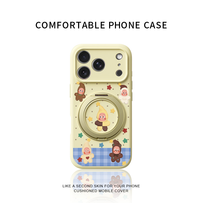 曲奇饼干星星人适用苹果17promax手机壳新款iphone16pro镜头全包15液态硅胶软壳防摔保护套360&deg;旋转支点壳女