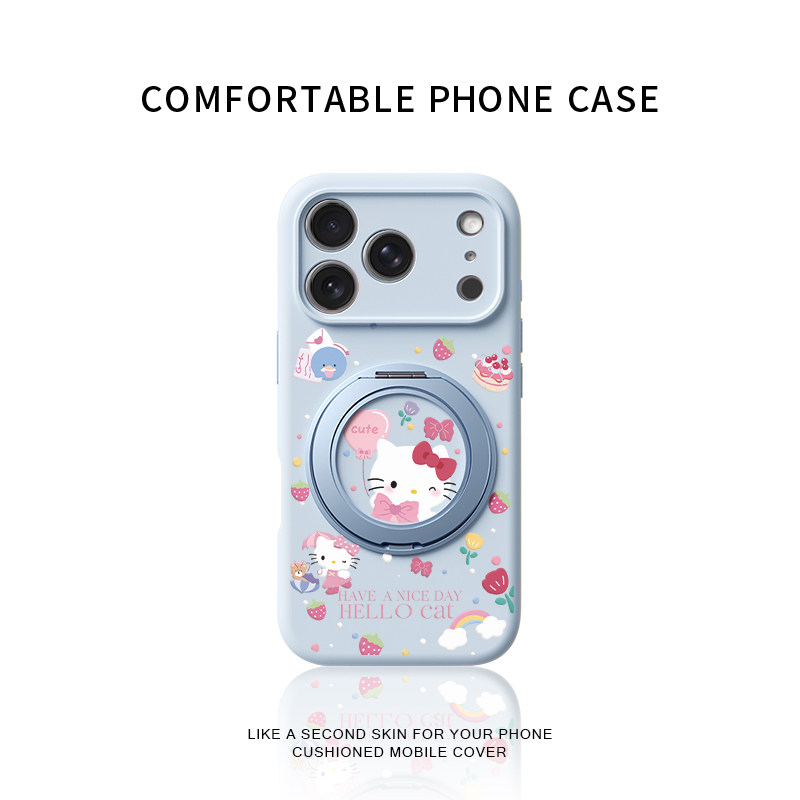 爱心气球可爱猫咪适用苹果17promax手机壳新款iphone16pro镜头全包15液态硅胶软壳防摔保护套360旋转支点壳女