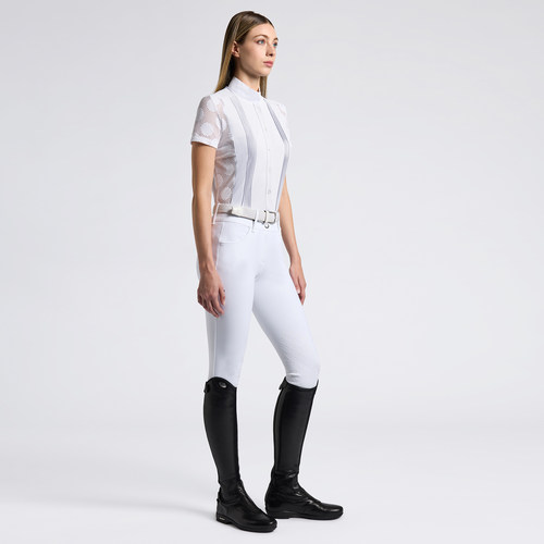 CT 女士比赛马术训练短袖Perforated Jacquard and Jersey S/S