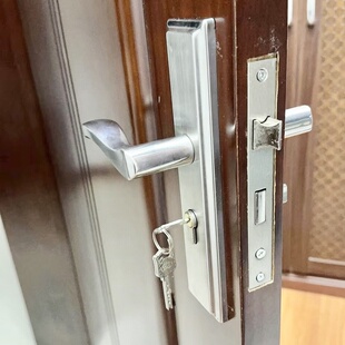 多功能卧室执手锁锁芯家用整套套装免改孔锁具木门把手可调节58型