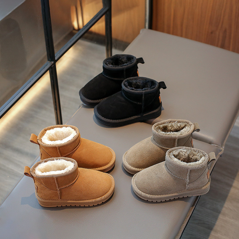 周冬雨同款儿童真皮雪地靴新款女童冬季加绒加厚短靴男童防水棉鞋,童鞋/婴儿鞋/亲子鞋,雪地靴,淘宝优惠券,粉丝福利购,淘宝优惠卷