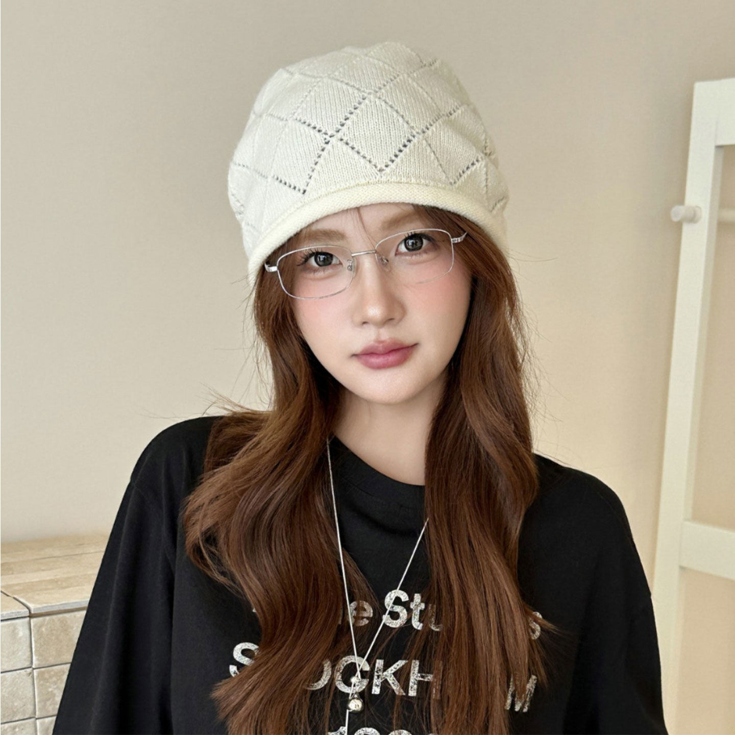 韩版镂空针织帽女春季薄款包头帽百搭透气显脸小冷帽卷边无檐帽子