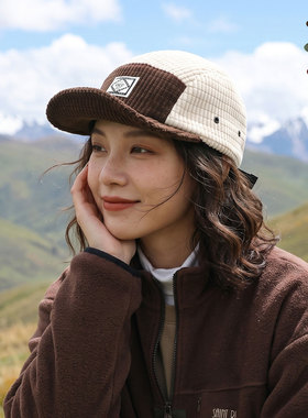 秋冬复古女灯芯绒拼色棒球帽百搭