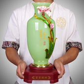富贵圆满琉璃玉花瓶摆件珐瑯彩新中式 客厅酒柜装 饰品乔迁新居礼物