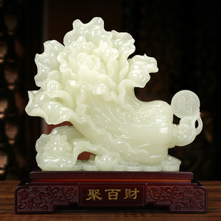 玉石白菜摆件招财客厅旺宅百财办公室装 饰品新店开业乔迁新居礼物