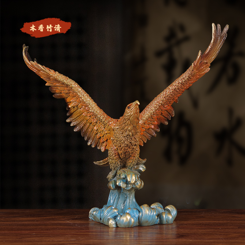 彩铜创意工艺品大展宏图招财老鹰装饰乔迁开业老板办公室桌面摆件