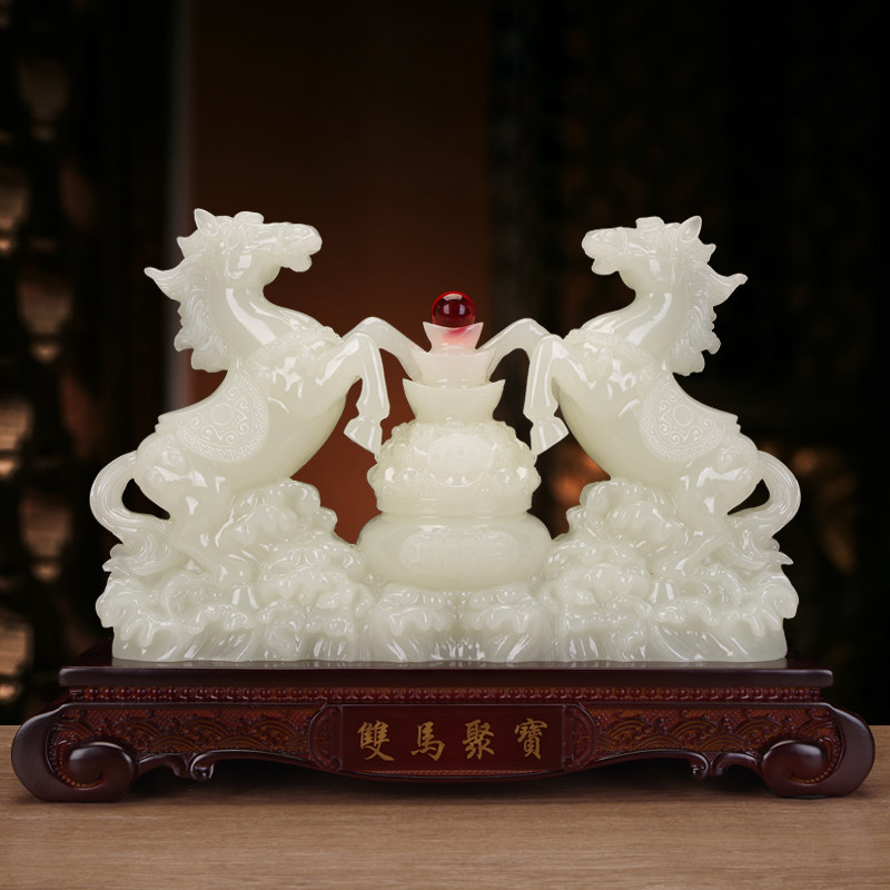 马上发财马摆件招财聚宝盆客厅老板办公室双马装饰品公司开业礼物,家居饰品,桌面摆件,淘宝优惠券,粉丝福利购,淘宝优惠卷