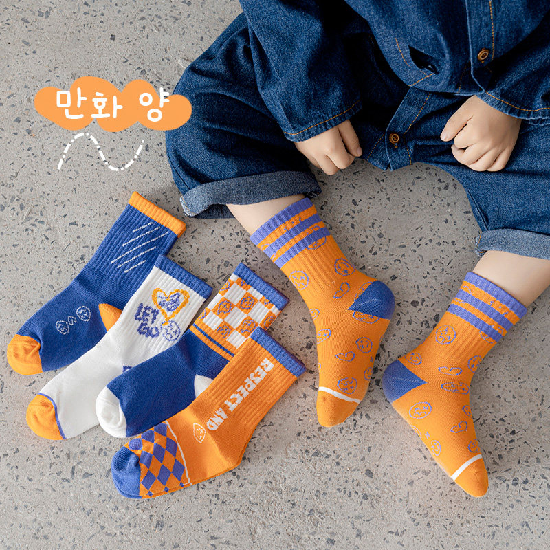 儿童中筒袜纯棉运动袜春秋中厚男童卡通潮袜夏季高腰吸汗足球袜子