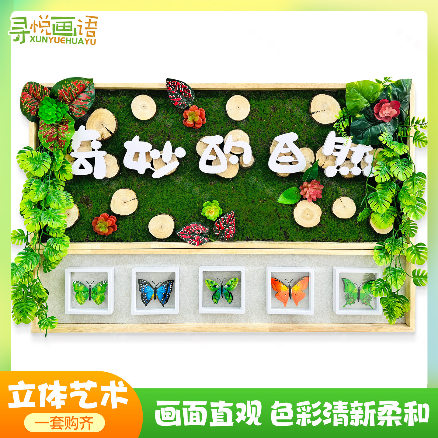 幼儿园环创奇妙的自然主题墙实木相框装饰画挂画自然教育墙面装饰