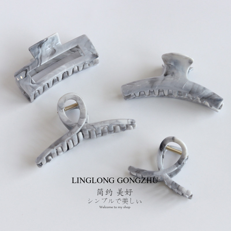 气质水墨色抓夹发夹女百搭黑白灰花纹发抓后脑勺发卡大号马尾夹子,饰品/流行首饰/时尚饰品新,发饰,淘宝优惠券,粉丝福利购,淘宝优惠卷