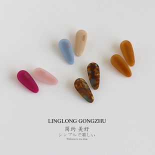 一对装 甜美小巧可爱发夹女醋酸迷你小号鸭嘴夹水滴形边夹碎发夹