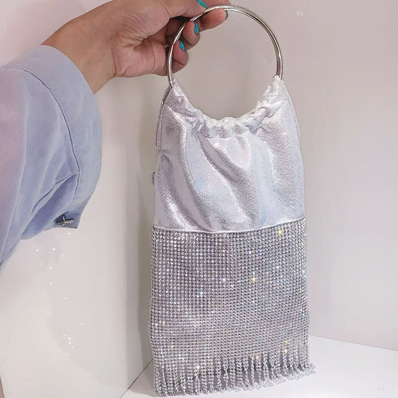 小众设计感水钻流苏布灵布灵手提包女高级感晚宴包气质名媛风手拿