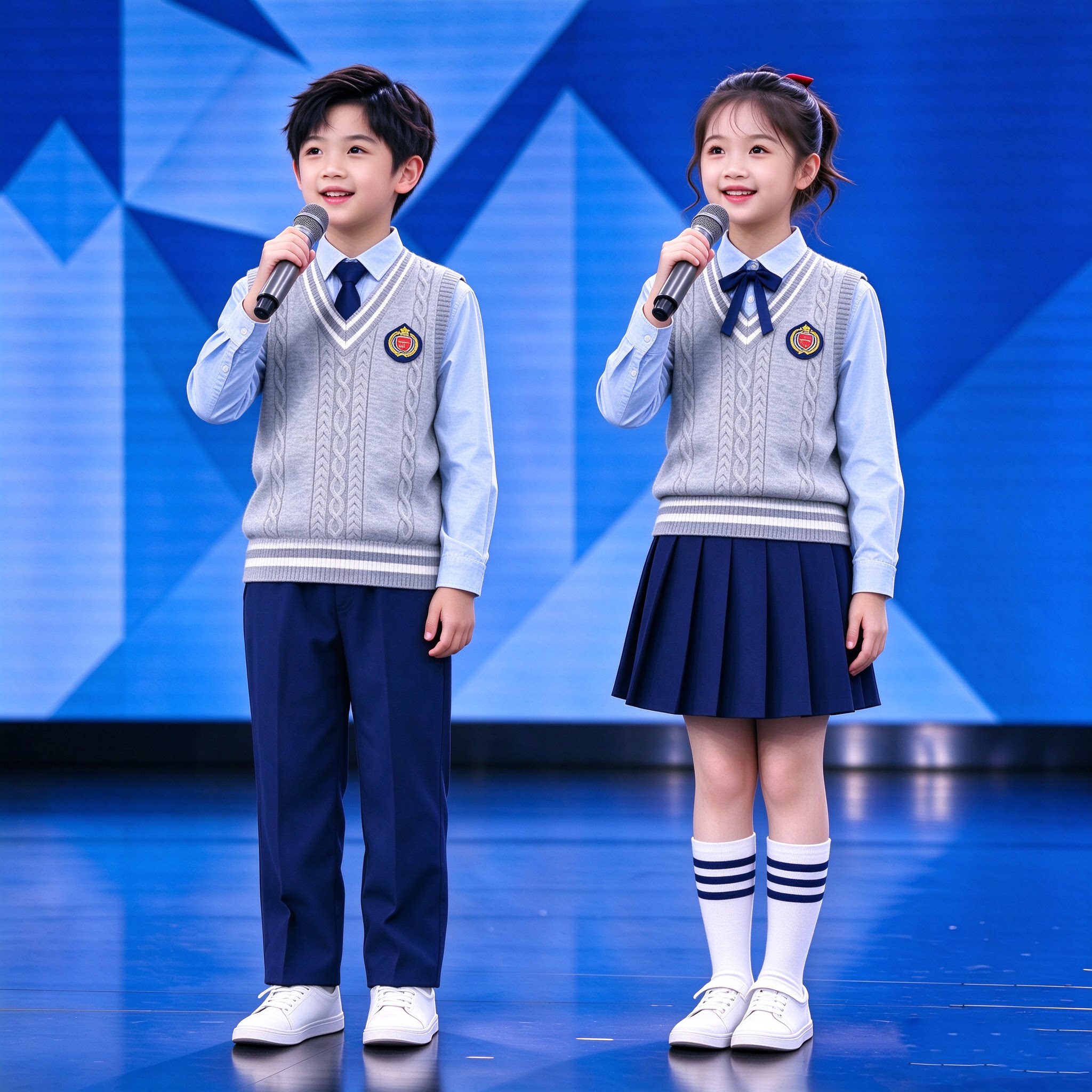 学院风男女童合唱朗诵演出服