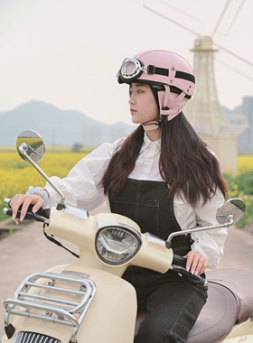 日本araione3C复古半盔日系男女通用摩托车电动车头盔四季安全帽