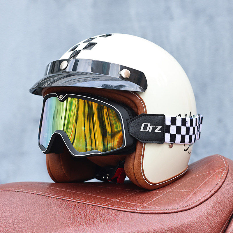 日本araione3C认证机车复古摩托车头盔男女电动踏板半覆式3/4半盔