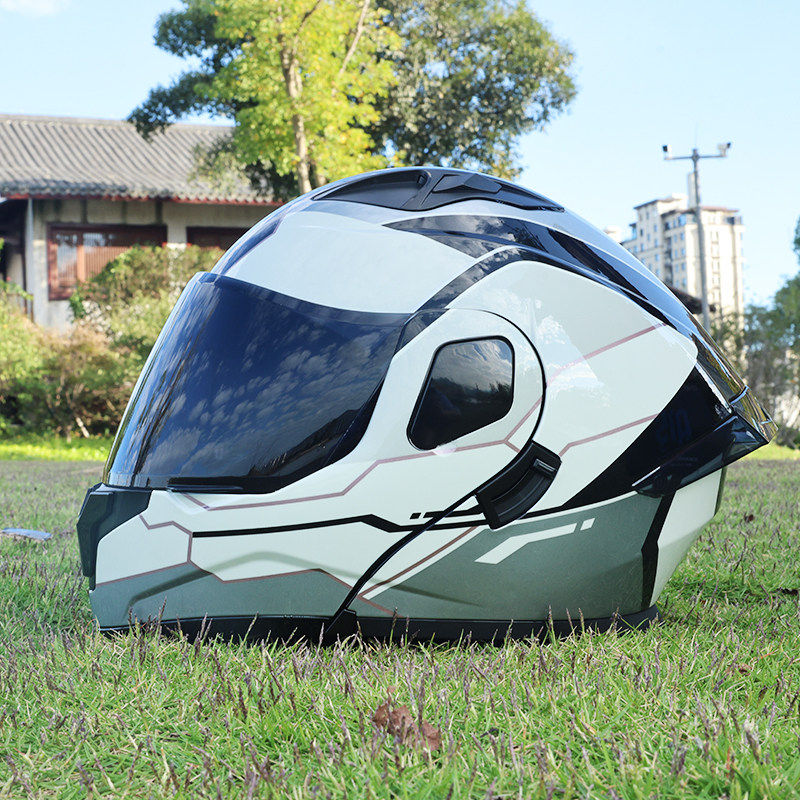 日本araione新3C认证摩托车揭面盔双镜片头盔男女加蓝牙全盔四季