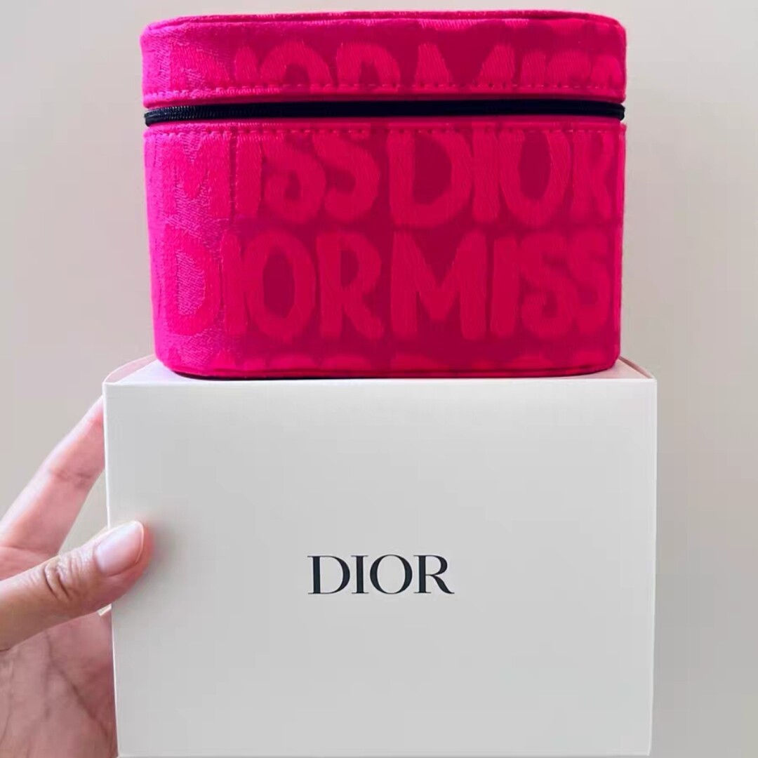 Dior迪奥正品 玫粉色馥郁化妆包情人节限量刺绣首饰盒收纳包