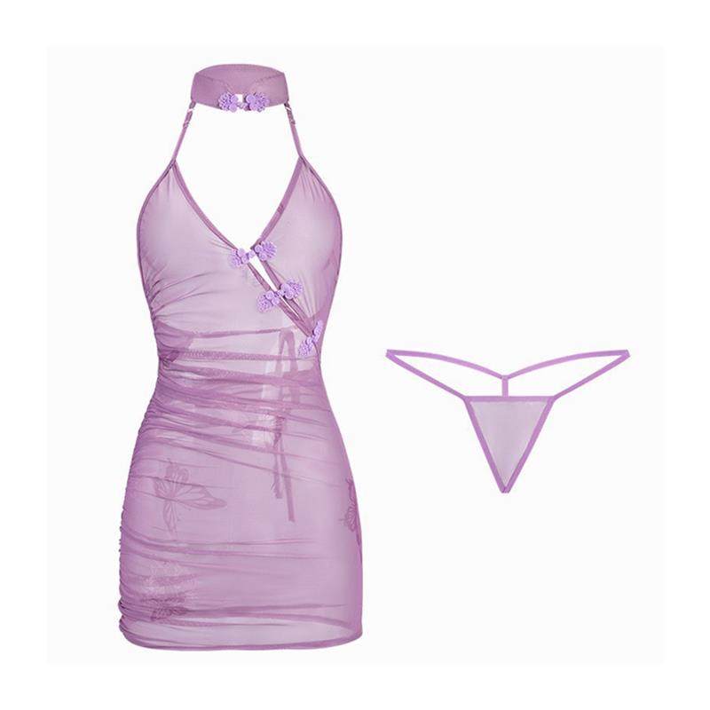 私房纯欲网红少女甜美复古旗袍蕾丝拼接性感辣妹紧身包臀连衣短裙