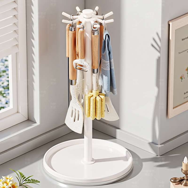 升耐旋转锅铲架台面多功能收纳架